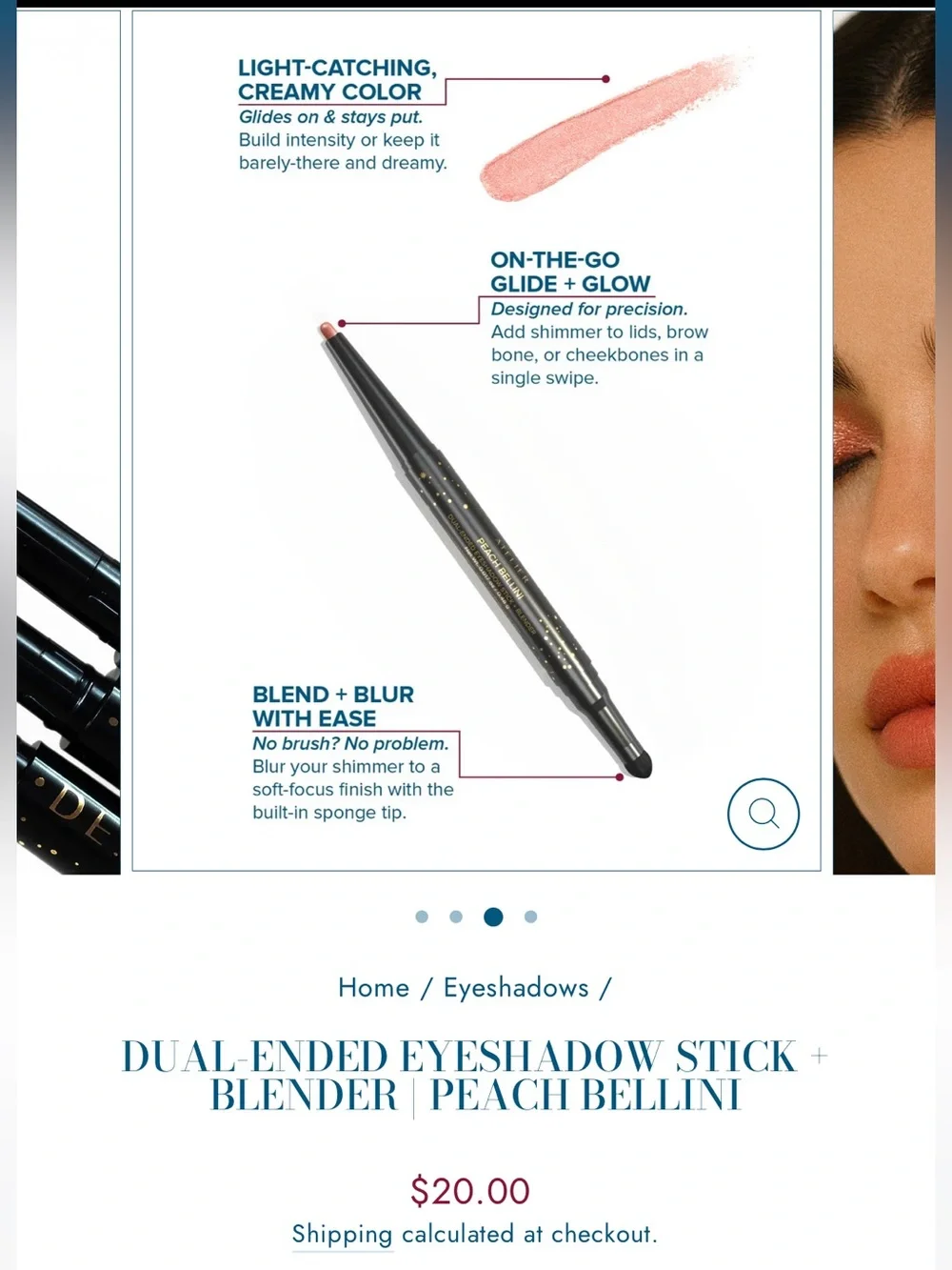 NEW DEAR MIDNIGHT DUAL-ENDED EYESHADOW STICK + BLENDER | PEACH BELLINI